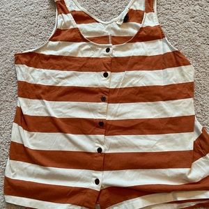 Universal threads- striped comfy cotton tank- large button up- NWOT